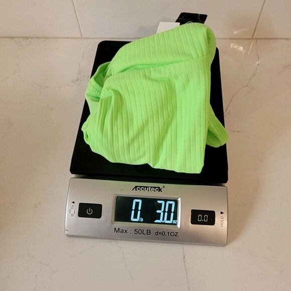 CALIFORNIA WAVES High Waisted Bikini Bottom Size L Ribbed Mint Green Swim - Picture 10 of 10